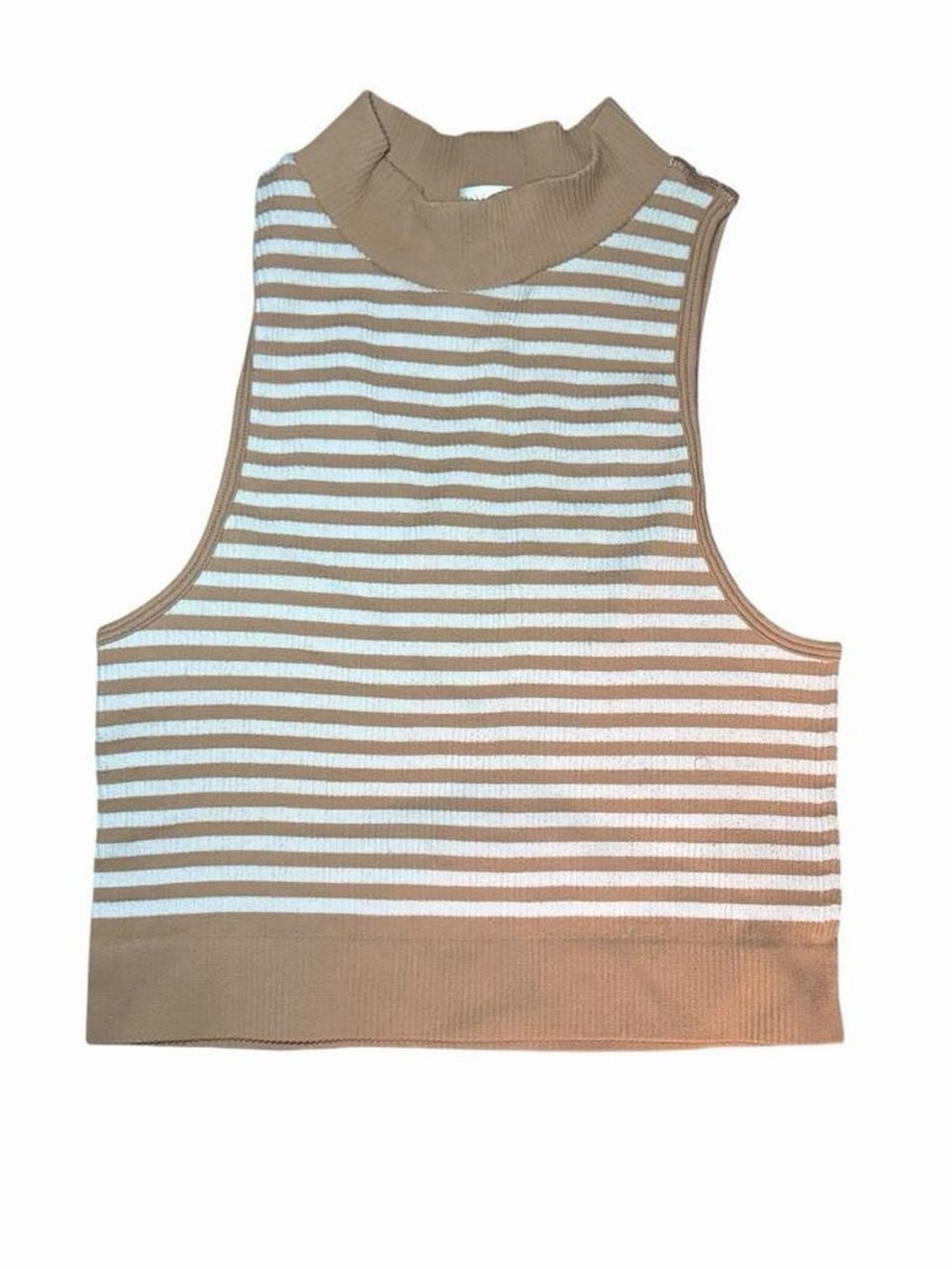 BOZZOLO STRIPED MOCK-NECK CROP TANK